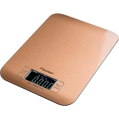 Imagen de Bestron Copper Collection Báscula de Cocina Digital con Pantalla LCD, Capacidad Carga 5 kg, Precisión hasta 1 g, Cobre