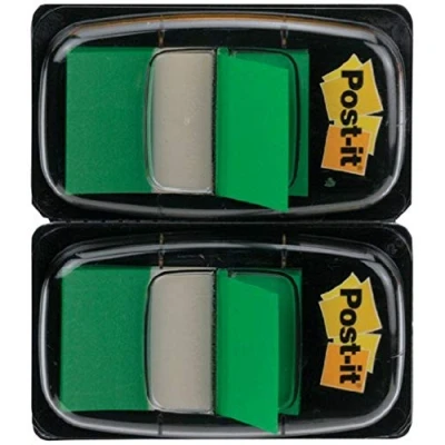 Imagen de Post it Index Marcadores medianos, verde en paquete doble, 50 uds.