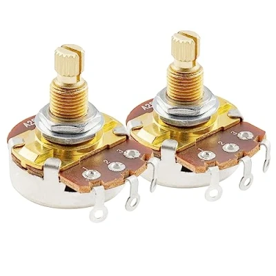 Imagen de Musiclily Pro Latón Rosca Full Tamaño Métrico Split Shaft Control Pots A25K Audio Taper Potenciómetros para Guitarra (Set de 2)