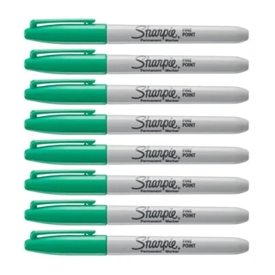 Imagen de Sharpie Marcadores permanentes, punta fina, verde, 8 unidades