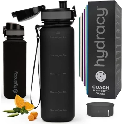 Imagen de Hydracy Botella de Agua con Marcador Tiempo 500 mL Deportiva sin BPA Gimnasio Antifugas Funda Antitranspirante e Colador Infusión