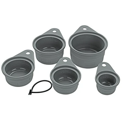Imagen de Lurch 70261 Juego de vasos medidores (5 piezas) para medir ingredientes en unidades taza Ma silicona 100% libre BPA, color gris, 13 x 10 6 cm