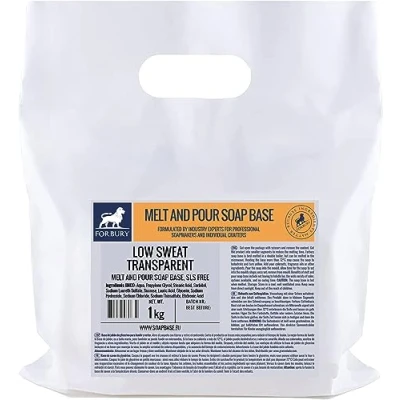 Imagen de 1kg base Jabón de glicerina transparente, que «suda poco» Low Sweat soap