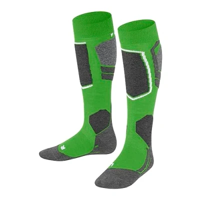 Imagen de FALKE SK4 Advanced K KH lana hilo funcional calida fino 1 par, Calcetines de esquí Unisex niños, Verde (Vivid Green 7231), 35 38