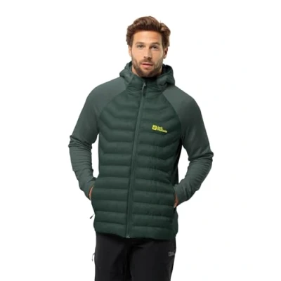 Imagen de Jack Wolfskin Routeburn Pro Hybrid M, Chaqueta de Forro Polar Hombre, Verde (Oliva/Negro), 3XL
