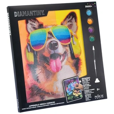 Imagen de DIAMANTINY Level Up Cuadro Creative Art, kit de pintura diamantes, crea el mosaico Dj Perro