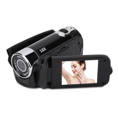 Imagen de VBESTLIFE Full HD 270 Rotación 720p16X Videocámara Digital de Alta definición Cámara Video DV (Negro)