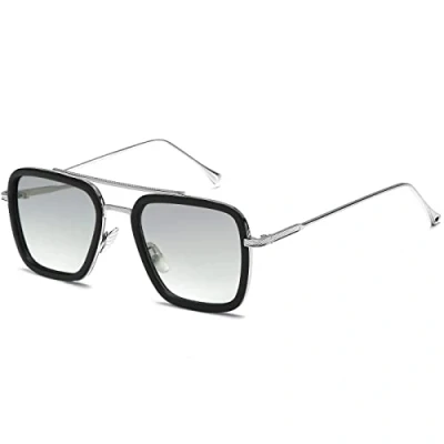 Imagen de SHEEN KELLY Gafas de Sol Cuadradas Retro Estilo Clásico con Marco Metálico para Hombres y Mujeres