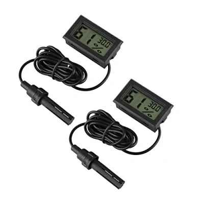 Imagen de INRIGOROUS termómetro digital higrómetro, paquete de 2 termómetros mini sonda, temperatura, medidor humedad para incubadora reptiles, acuario, aves corral,
