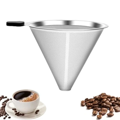 Imagen de Kasanni Filtro Cafe Cafetera Goteo De Café Permanente Acero Inoxidable, FáCil Limpiar, Ideal Para Filtrar Artesanal Sin Papel