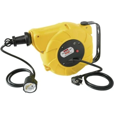 Imagen de Brennenstuhl enrollacables eléctrico IP20 / enrollador de cable automático para interiores (9+2m cable, montable, montaje en pared, IP20) amarillo