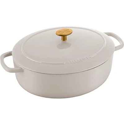 Imagen de BALLARINI Bellamonte Cocotte, rustidera, olla de cocción hierro colado esmaltado, ovalada, 31 cm, 5,5 l, blanco marfil