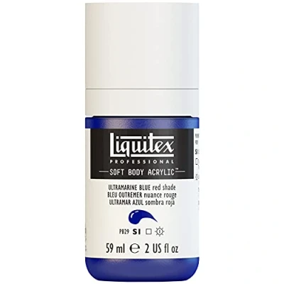 Imagen de Liquitex 1959382 Pintura acrílica profesional (cuerpo suave, consistencia cremosa, alta pigmentación, resistente a la luz y al envejecimiento, botella de 59 ml), color azul ultramarino (tono rojo)