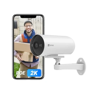 Imagen de EZVIZ 2K Camara Vigilancia PoE H5 Seguridad Exterior con Detección de Personas/Vehículos,Visión Nocturna en Color,Defensa Activa Sirena y Luz Estroboscópica, Audio Bidireccional,IP67,Alexa