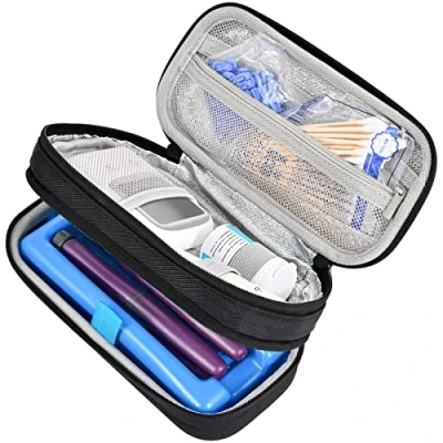 Imagen de Procase Bolsa del Frío para Almacenar Insulina y Plumas, Estuche Portable de Viaje Multifuncional Doble Capa Viajes Ideal Diabéticos Negro