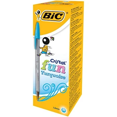 Imagen de BIC Cristal Fun bolígrafos Punta Ancha (1,6 mm) Turquesa, Caja de 20 unidades