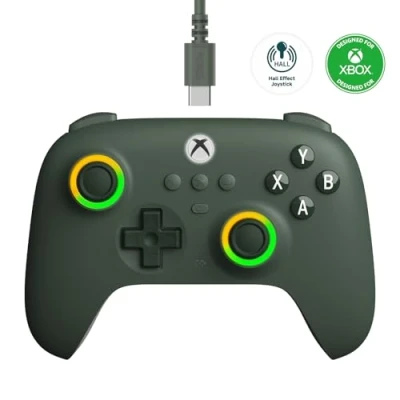 Imagen de 8Bitdo Ultimate C Wired Controller for Xbox, RGB Lighting Fire Ring and Hall Effect Joysticks, Compatible with Xbox Series XS, One, Windows 10/11 Officially Licensed (Dark Gray)