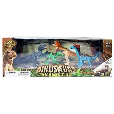 Imagen de Juinsa Set 4 Dinosaurios 2 Modelos Surtidos Caja 36x11x14 cm, Multicolor (701274)