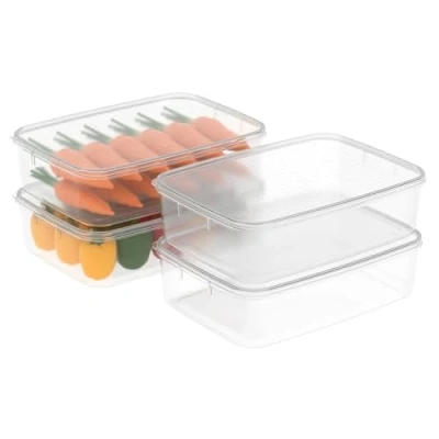 Imagen de Cetomo 4 recipientes de almacenamiento alimentos, aptos para microondas, congelador y lavavajillas, cajas almuerzo, contenedores organizadores refrigerador con tapa