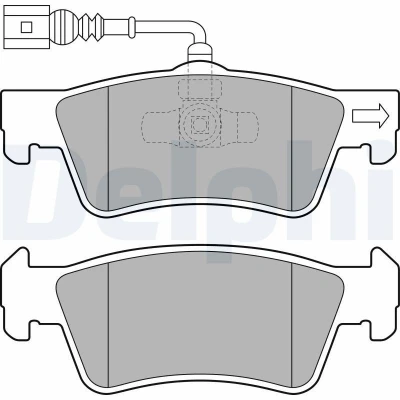 Imagen de DELPHI LP2087 Juego de pastillas freno con contacto avisador desgaste Chapa antichirridos sin accesorios VOLKSWAGEN: Touareg I, Multivan 5 (7HM