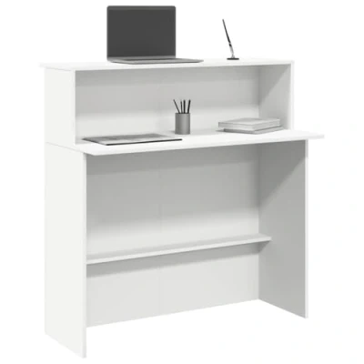 Imagen de vidaXL mostrador de recepción Blanco 100x50x103,5 cm Madera ingeniería, recepción, Oficina, Caja
