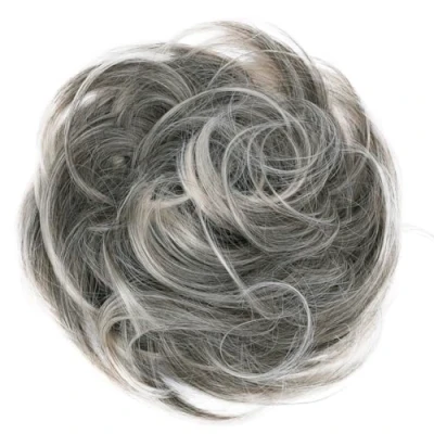 Imagen de CAISHA Pedazo De Cabello Peinado Bola Anillo Goma Con Pelo Sintético Mezcla Rubio Gris G21B
