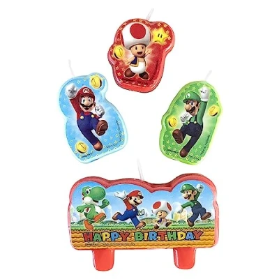 Imagen de Amscan 171554 55 velas de Super Mario, Happy Birthday, 4 unidades, cumpleaños