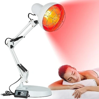 Imagen de Cozion Lámpara de Infrarrojos 150w, Luz Roja Terapia Infrarroja para El Dolor, Calor Uso Doméstico (Blanco)