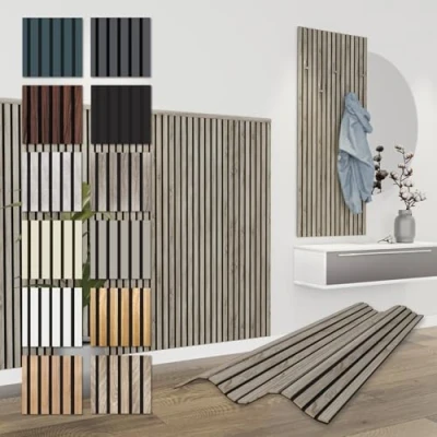 Imagen de HEXIM paneles Acústicos 138,5x60cm Pared de Lamas Flexible Madera MDF Revestimiento Mural (12 / 9,96 m² Sonoma Oak APH06)