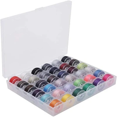 Imagen de Hilos de Bobina para Máquina Coser, 36 Piezas Juego Bobinas Pre enrolladas Colores Surtidos con Caja Almacenamiento Coser Babylock/Janome/Elna/Singer
