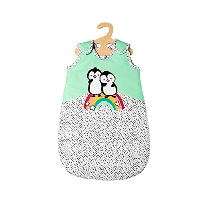 Imagen de Heless 1194 Saco de Dormir para muñecas con diseño Lunares, Estampado pingüinos y Cierre Velcro, Suave, tamaño 28 35 cm, Multicolor, Small