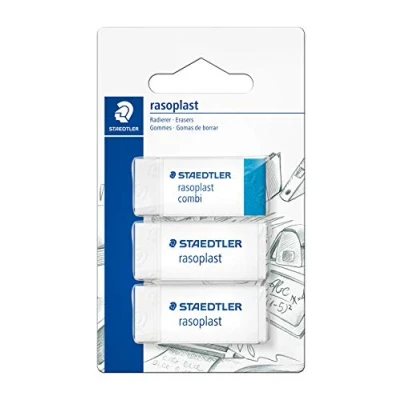 Imagen de Staedtler 526 S BK3D. Blister con 2 gomas de borrar Rasoplast + 1 goma Combi