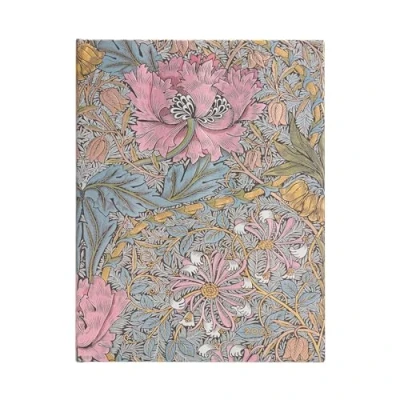 Imagen de Morris Pink Honeysuckle (William Morris) Ultra 12 month Horizontal Hardback Dayplanner 2025 (Elastic Band Closure): tydzień na dwóch stronach, zamykany gumkę, papier 100 gsm
