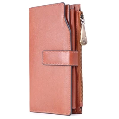 Imagen de Catwalk Collection Billetera/Cartera Compartimentos para teléfono y 20 Tarjetas de crédito Caja Regalo Cuero RFID Stella Tostado