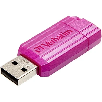 Imagen de Verbatim Pinstripe USB Flash Drive 64GB 2.0 Memoria para portátil ultrabook TV Coche estéreo Stick Palo de Datos con Mecanismo Deslizante Rosa Intenso