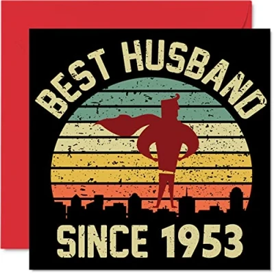 Imagen de Stuff4 Tarjeta de aniversario platino para marido esposa, mejor desde 1953, regalos con texto en inglés I Love You, tarjetas felicitación 70 boda,