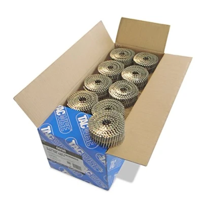 Imagen de Tacwise 0998 Clavos en Bobina Plana Galvanizados Tipo 2,1 x 45 mm, Punta Diamante, Vástago Anillado, Inclinados 16, Bobinados con Alambre, Paquete de 14.400