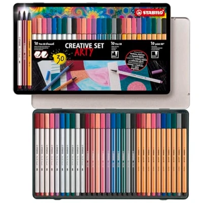 Imagen de STABILO SET creativo CREATIVE ARTY Contiene 10 x Rotulador punta de pincel Pen 68 brush, 68, y 10x fina point 88