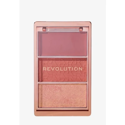 Imagen de Revolution, Blush Icon Palette, Colorete en Crema &amp; Polvo Compacto, Alta Pigmentación, Paleta de Rostro, Vegano y Libre Crueldad, 3 Tonos, Aura Points Rose
