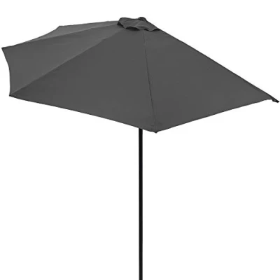 Imagen de Kingsleeve® Sombrilla Semicircular Patio Balcón 2,7m Protección UV80+ Parasol Terraza Manivela Suave Antracita