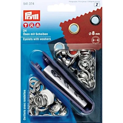 Imagen de Prym 541374 Ojales Y Arandelas MS Plateadas 8,0 mm Anillos Discos, Textura, Plata, 14.0 x 9.3 1.8 cm, 24