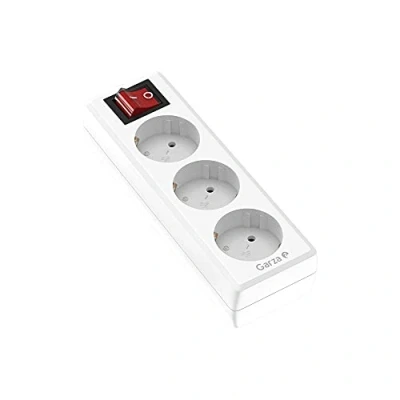 Imagen de Garza Power Regleta de 3 enchufes Sin Cable con Interruptor Ladrón múltiple Protección infatil Color Blanco