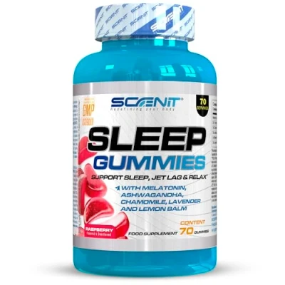 Imagen de SLEEP Gummies 70 gominolas para dormir 5 ingredientes clave Sabor frambuesa melatonina Con melatonina, ashwagandha, camomila, bálsamo limón y lavanda 1 mg