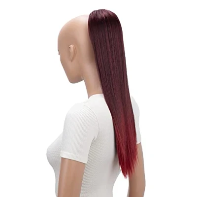 Imagen de CAISHA 55 cm Postizo Extensiones De Cabello Trenza Con Cierre Cordón Liso Mezcla Roja PH523