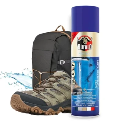 Imagen de Búfalo Spray Impermeabilizante Calzado 250ml Protector Zapatillas Transparente 100% Repelente al Agua y a la Suciedad Para Zapatos de Tela, Cuero Textiles Ante Nobuk