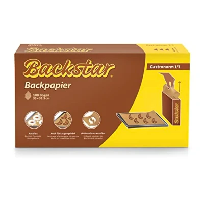 Imagen de Papel de horno Backstar, 100 hojas profesionales, Gastronorm 1/1; 53 x 32,5 cm