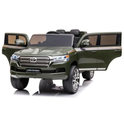 Imagen de INDALCHESS Coche electrico 12v niños, Land Cruiser Verde, 2x12V, RC, de 1 a 6 años, Asiento Cuero, Ruedas Goma