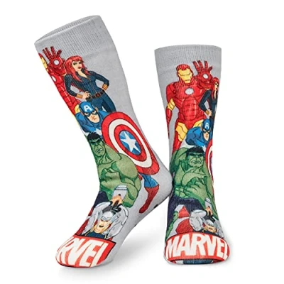 Imagen de Marvel Calcetines Hombre de Superhéroes, Andar por Casa Antideslizantes (Gris Aop)