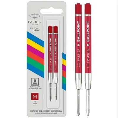Imagen de Parker Recambios de tinta para bolígrafos punta mediana rojo paquete 2