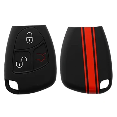 Imagen de kwmobile Carcasa Compatible con Llavero de Mercedes Benz Llave Coche 2 3 Botones Funda para Mando Silicona Rojo/Negro